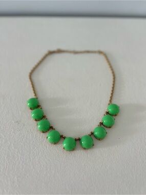 J. Crew Gold-Tone Necklace with Bright Green Cabochons